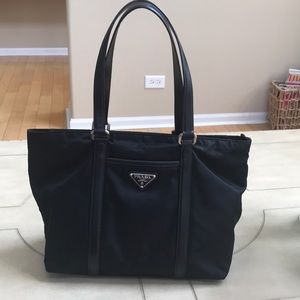 Prada canvas and leather tote